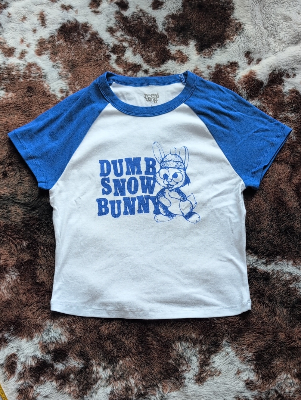 Remi Wolf Concert Tee, Cropped Baby T-Shirt with Raglan Sleeves, Size L